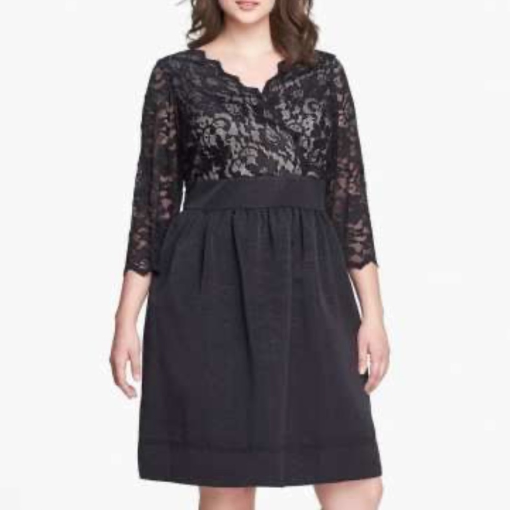 Eliza J Black and Tan Lace Dress